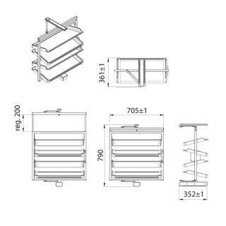 Kosz na buty obrotowy 4 półki SYMPHONY WB-671 antracyt, pełny wysuw, ATM