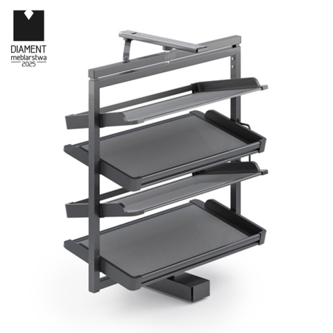 Kosz na buty obrotowy 4 półki SYMPHONY WB-671 antracyt, pełny wysuw, ATM