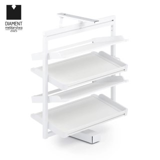 Kosz na buty obrotowy 4 półki SYMPHONY WB-671 biały, pełny wysuw, ATM