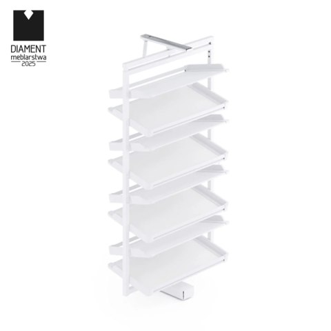 Kosz na buty obrotowy 8 półek SYMPHONY WB-671 biały, pełny wysuw, ATM