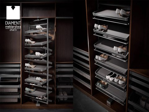 Kosz na buty obrotowy 8 półek SYMPHONY WB-671 biały, pełny wysuw, ATM