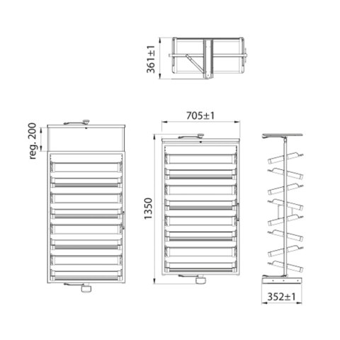 Kosz na buty obrotowy 8 półek SYMPHONY WB-671 biały, pełny wysuw, ATM