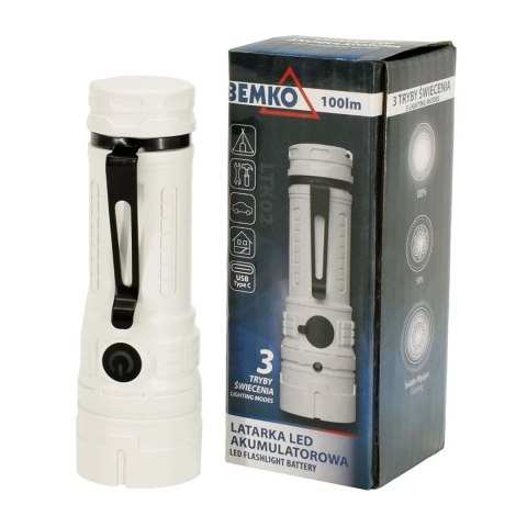 Latarka LED akumulatorowa 100 lm USB-C 300 mAh Bemko