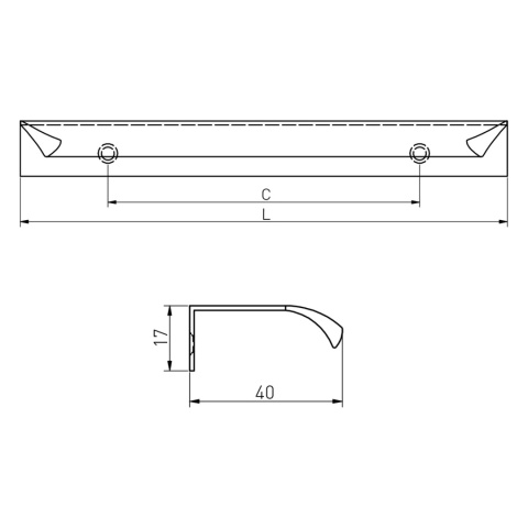 Uchwyt meblowy krawędziowy GTV HEXA, C=320 mm, L=360 mm – KASZMIR