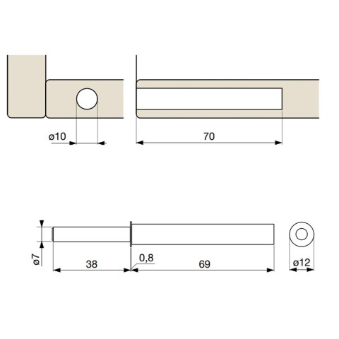 Odbojnik amortyzator TIP-ON do drzwi z magnesem NK55 F007586 Biały