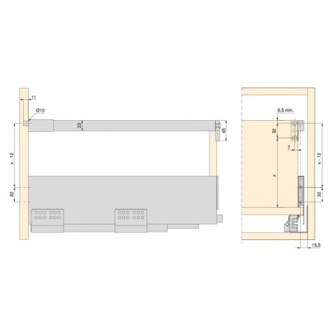 Relingi do szuflad VERTEX L-450 EMUCA - biały