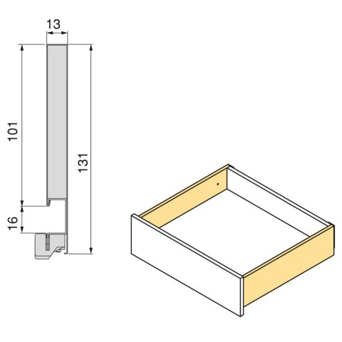 Szuflada VERTEX 3D L-500mm H-131mm Antracyt EMUCA
