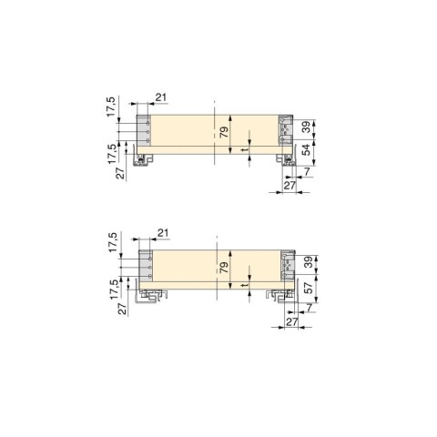 Szuflada SIMPLEX H-88 L-350mm Częściowy Wysuw niska Biała