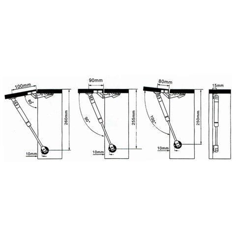 Podnośnik gazowy do frontów meblowych 50N Amix