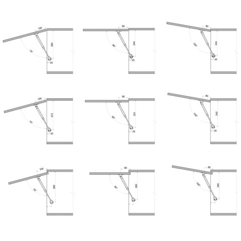 Podnośnik gazowy do frontów meblowych 50N GTV