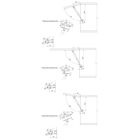 Podnośnik gazowy krótki do okapu MINI 80N Amix