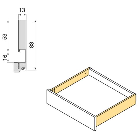Szuflada VERTEX 3D L-500mm pod piekarnik H-83mm Biała EMUCA