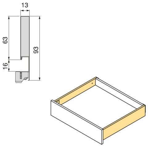 Szuflada VERTEX 3D L-550mm H-93mm Biała EMUCA