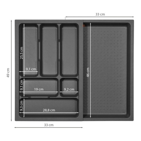 Organizer wkład do szuflady MODULAR 40-60 Antracyt LORDLY