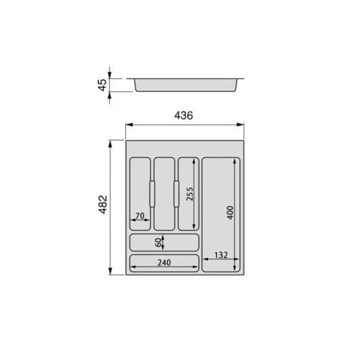 Wkład na sztućce do szuflady Organizer OPTIMA 50 Szary EMUCA