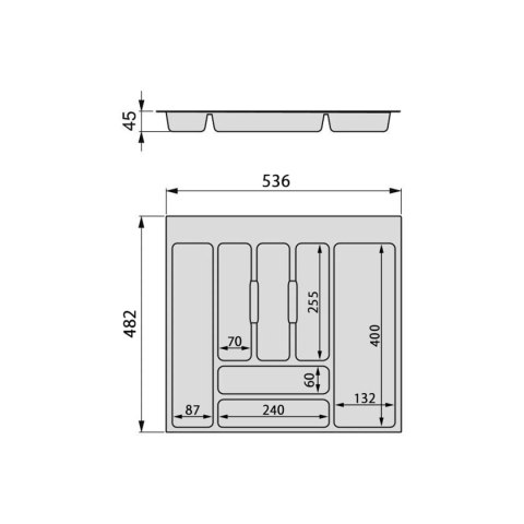 Wkład na sztućce do szuflady Organizer OPTIMA 60 Antracyt EMUCA